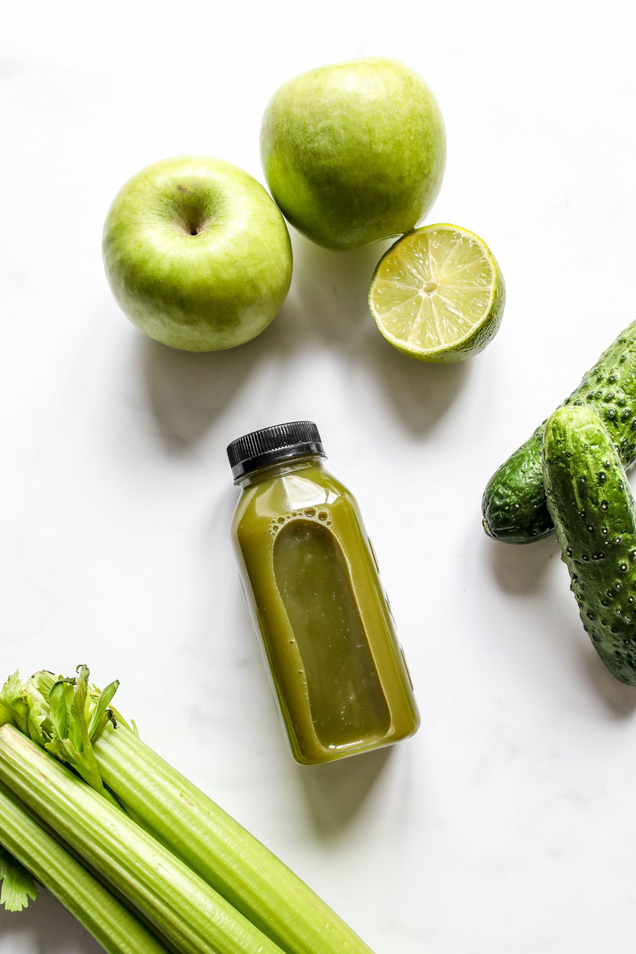 Green apples, lime, cucumber and celery juice